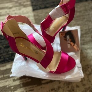 Charlotte dream pairs heels with Silk Rose Satin Clutch Bag